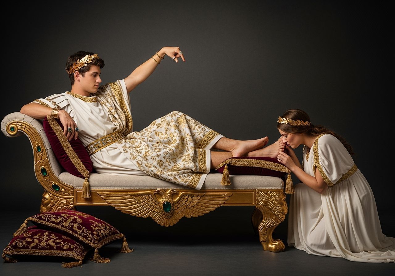 Young Emperor on Opulent Chaise Longue, in Klimt Style