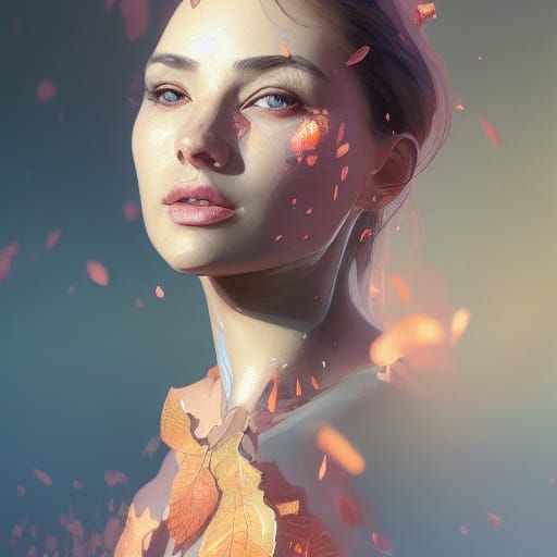 Detailed Fall Portrait in Art Nouveau Style