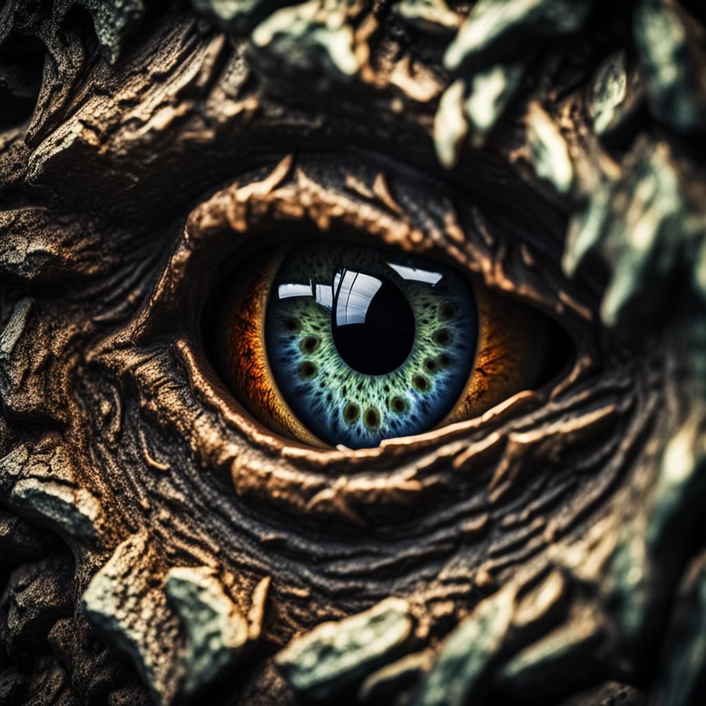 Creepy Monster Eye Close-up Peering Through Hole