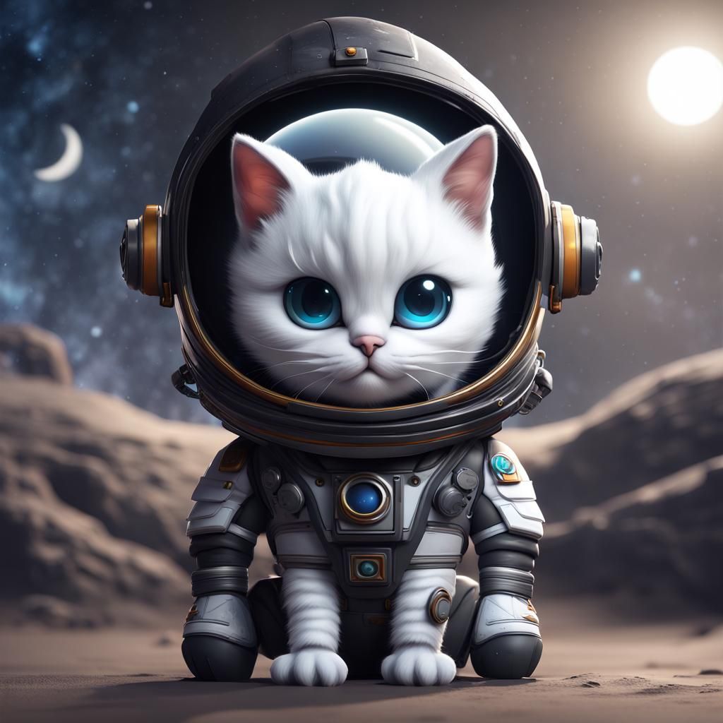 Astronaut Cat on the Moon in Pixar Style