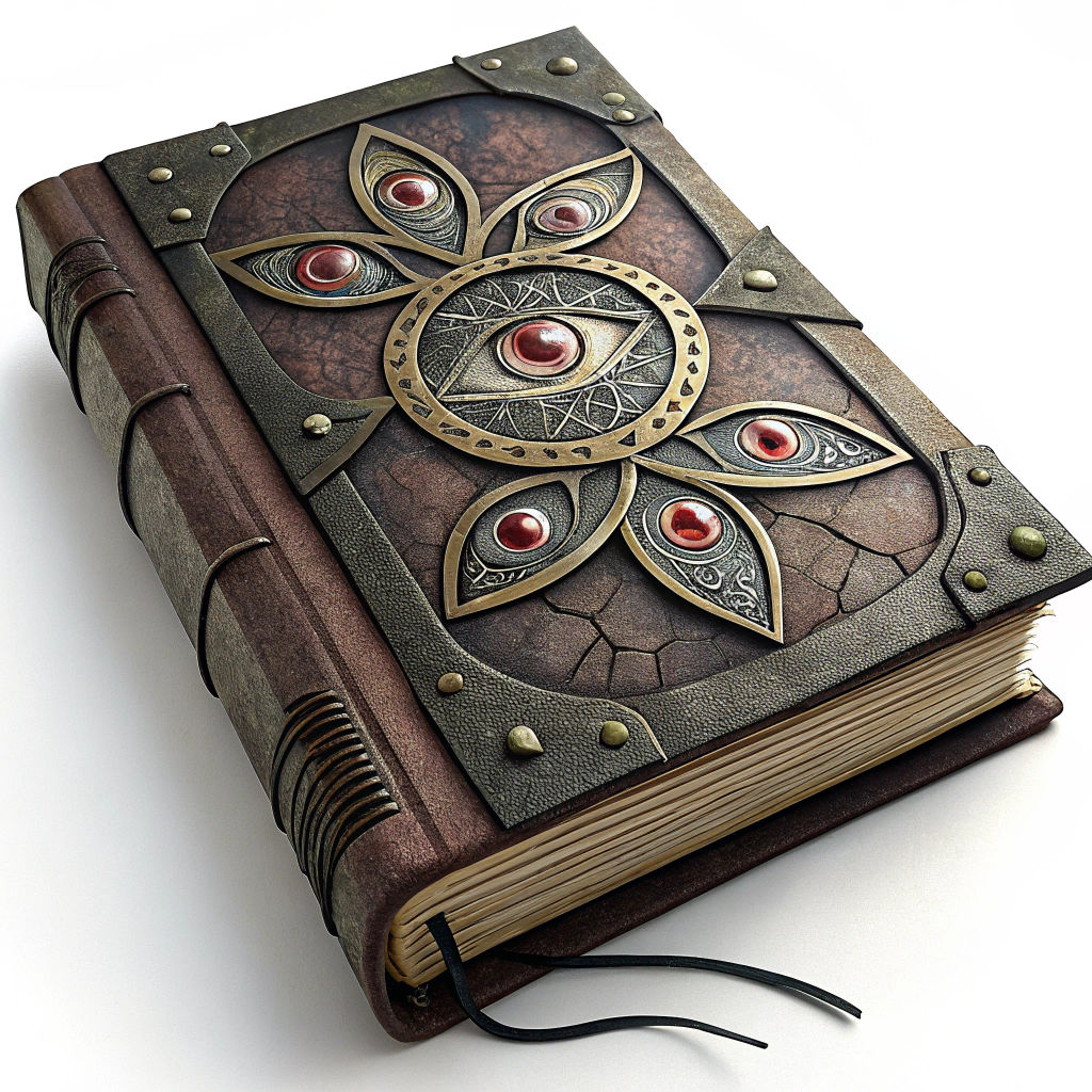 Mysterious Tome with Piercing Eyes in Gothic Style