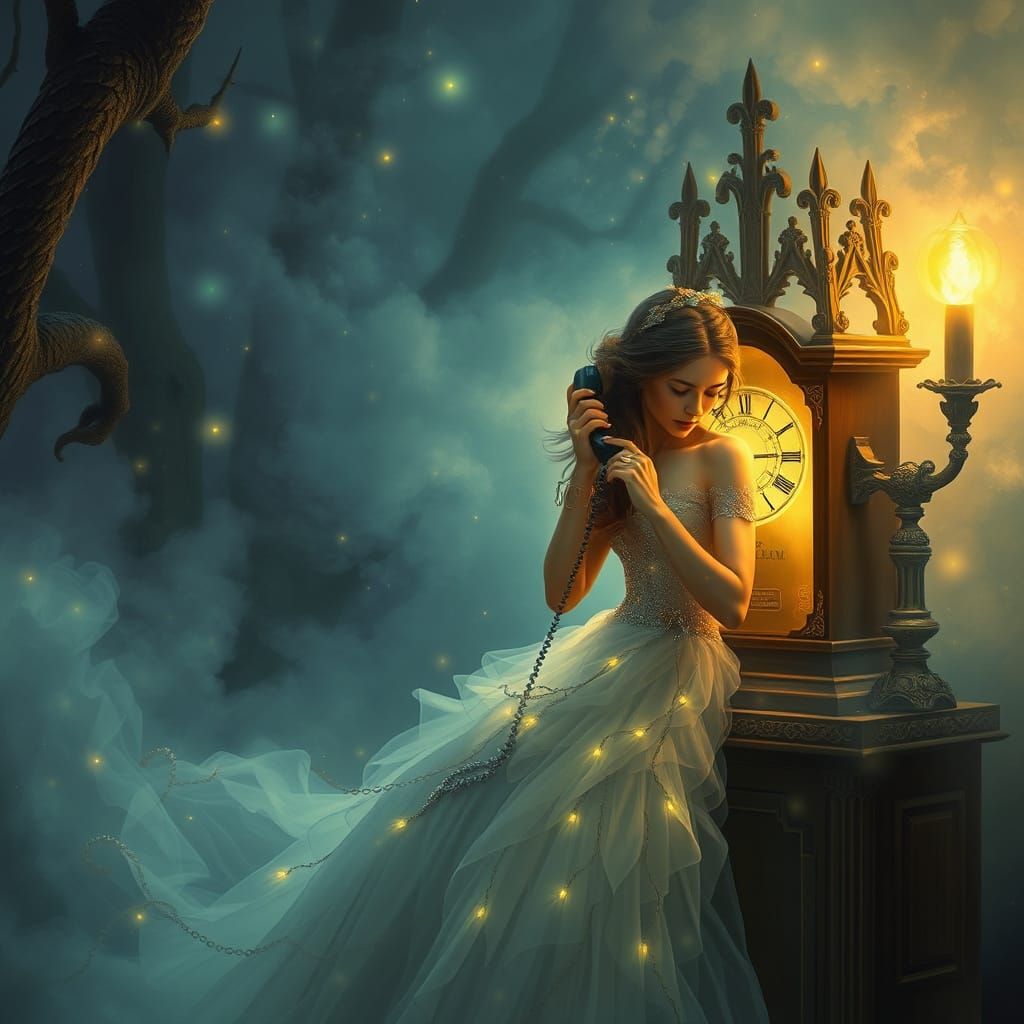 Ethereal Being Answers Phone in Dreamlike Realm