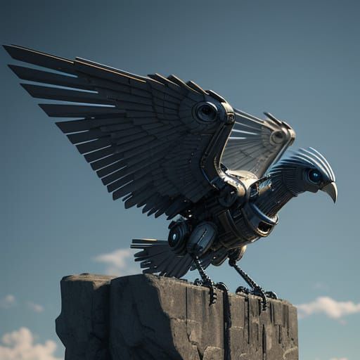 Futuristic Robotic Bird Jet in Sci-Fi Style