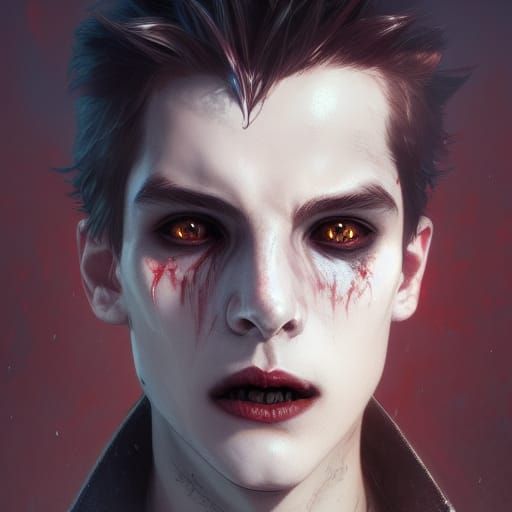 Vampire Boy Portrait in Hyperdetailed Style