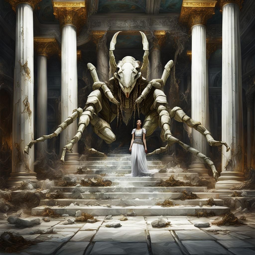 Surreal Art Exhibit with Giant Praying Mantises