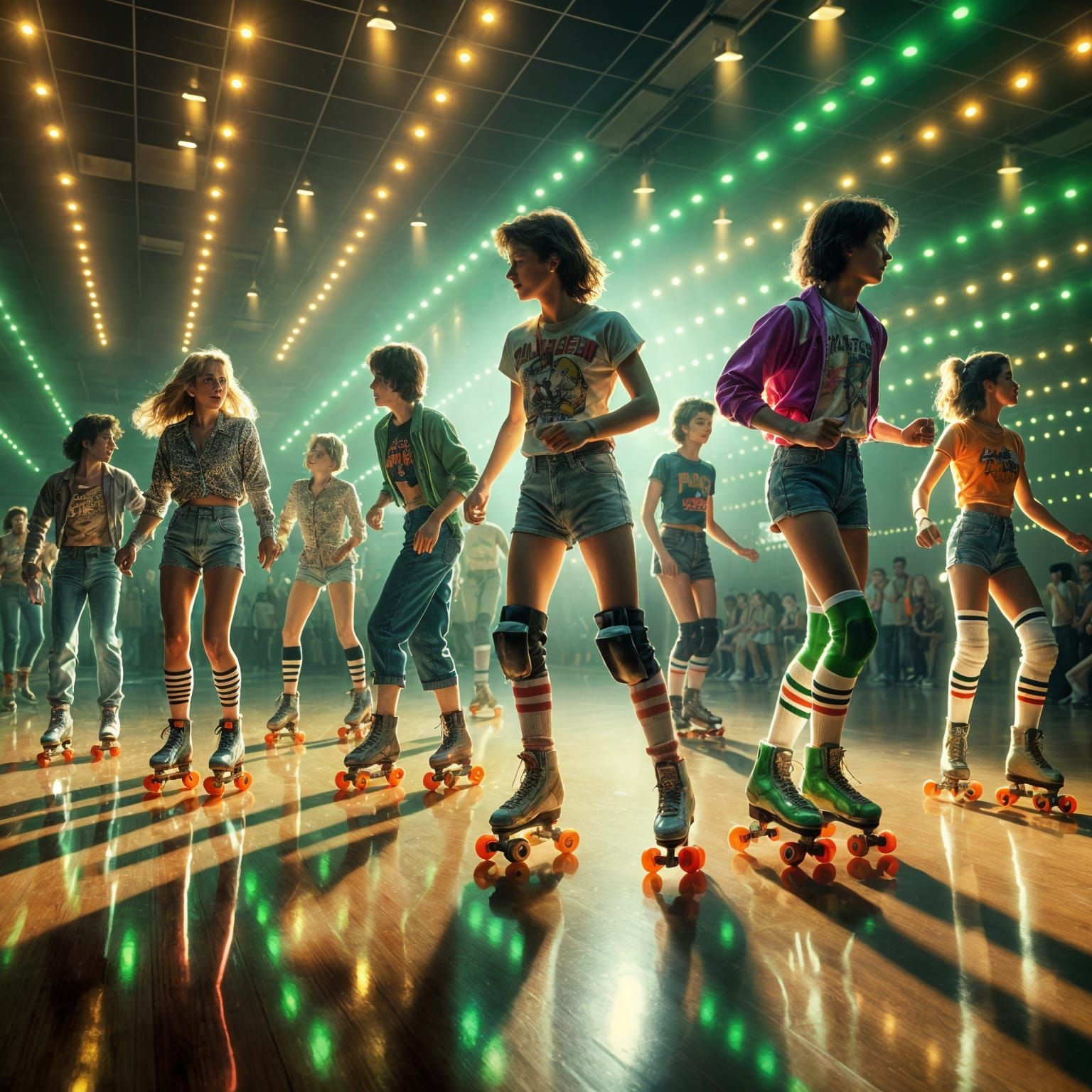 1980s Neon Roller Rink at Night