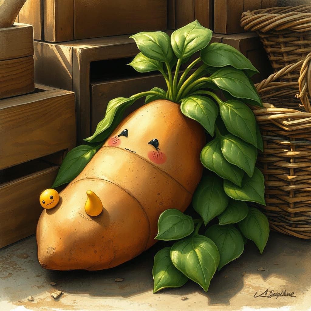 Whimsical Sweet Potato Resting in Summer Light