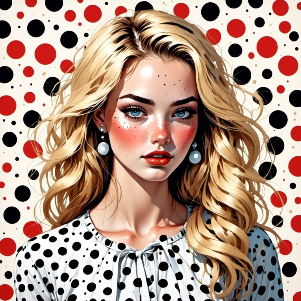 Polka Dot Woman in a Cute Painted Portrait