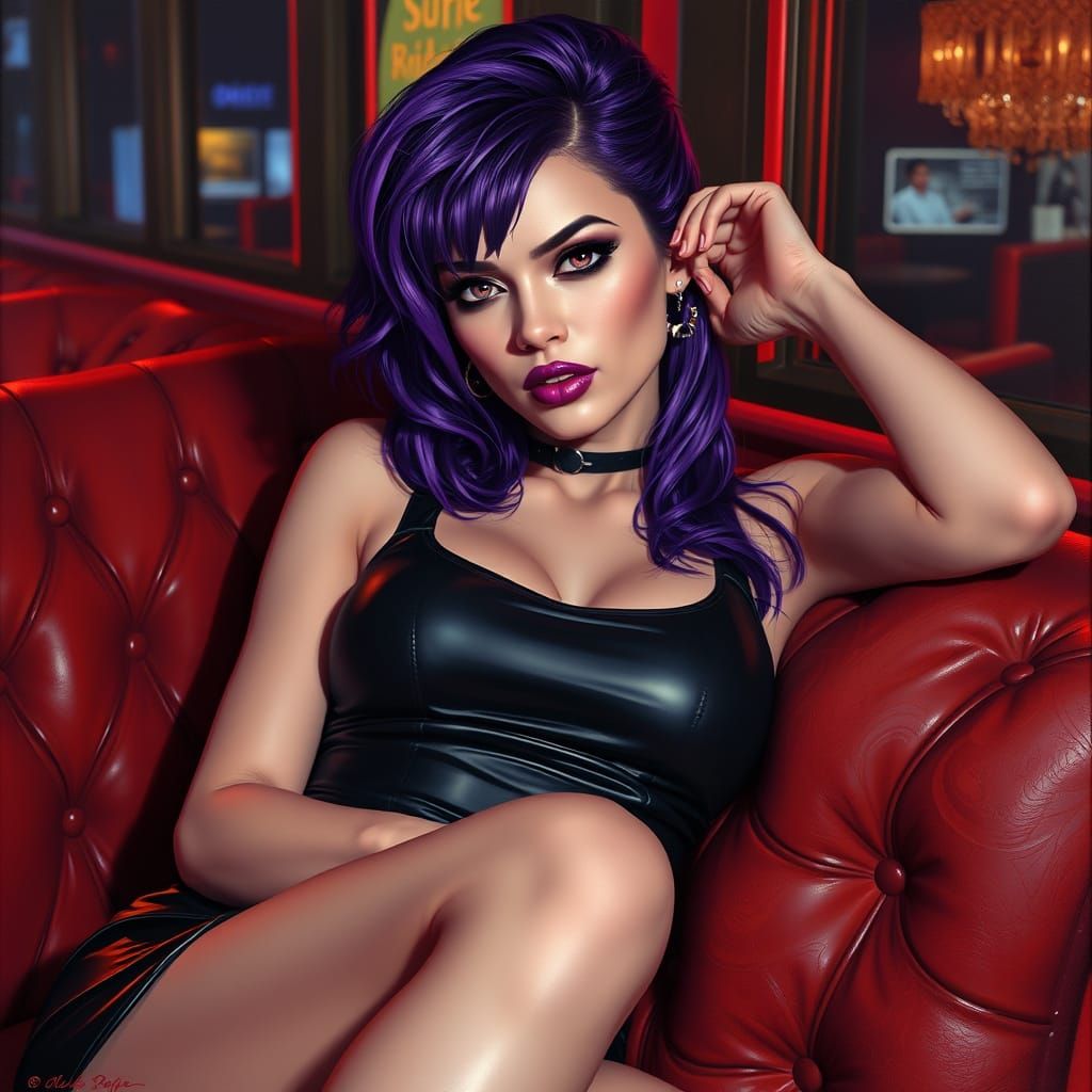 Sultry Goth Beauty in Oil Painting