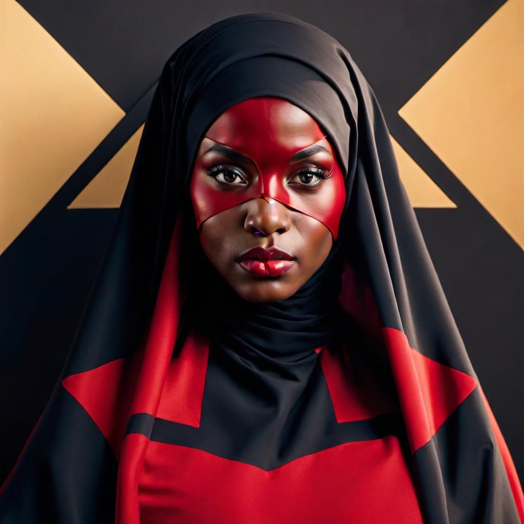 Portrait of Woman in Red Niqab, Fine Art Photography