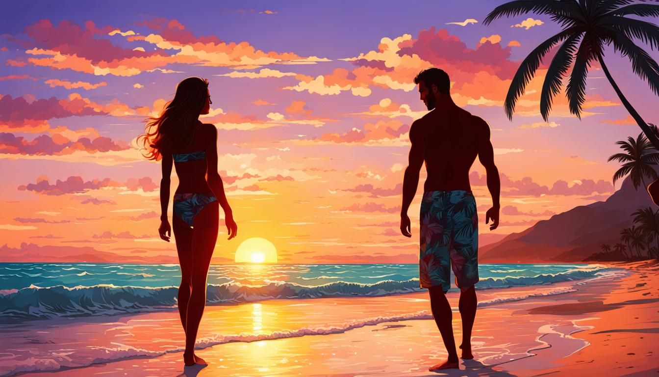 Sunset Romance on a Tropical Beach
