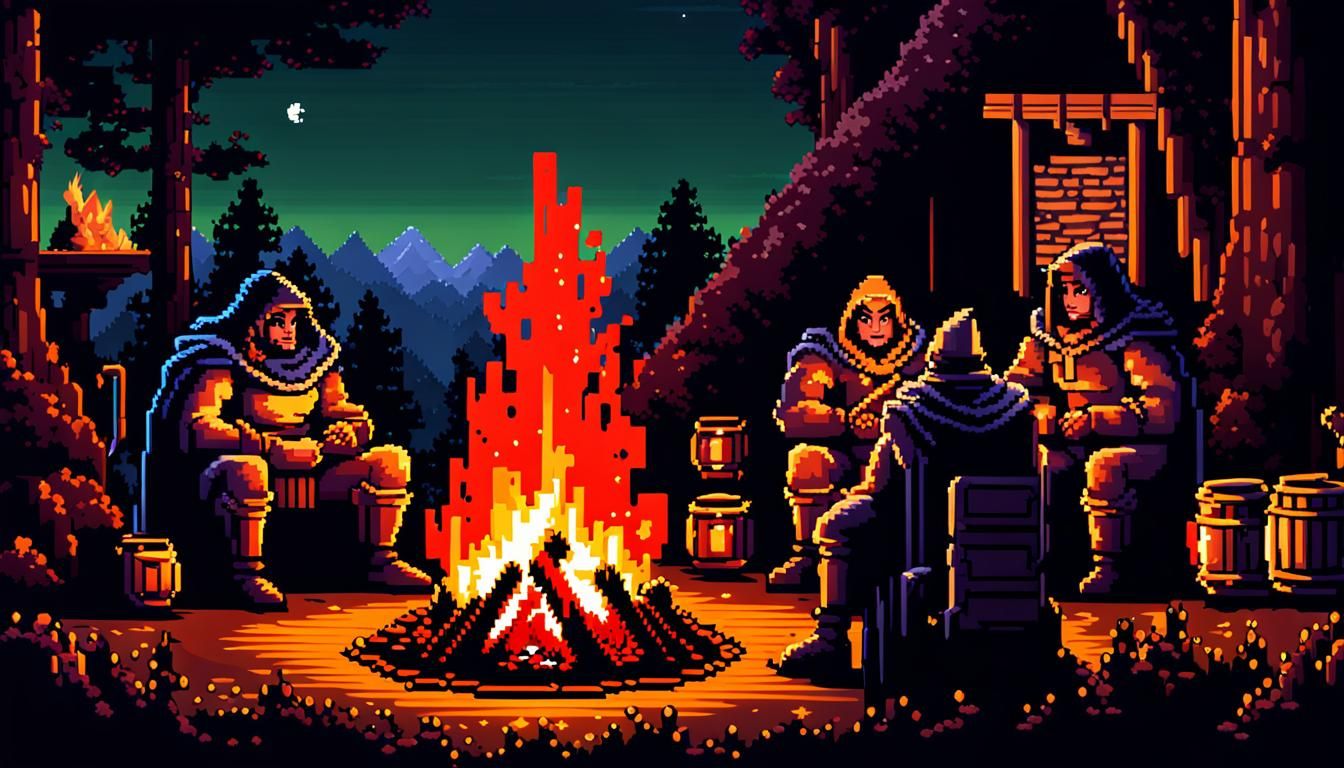 (pixel art:1.3) of a classic PC rpg hero