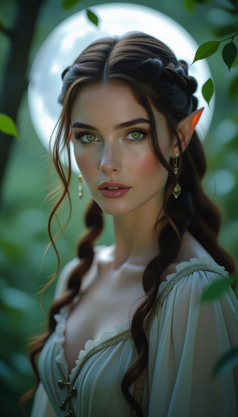 Elf Woman in Moonlit Forest - Cinematic 4K Fantasy