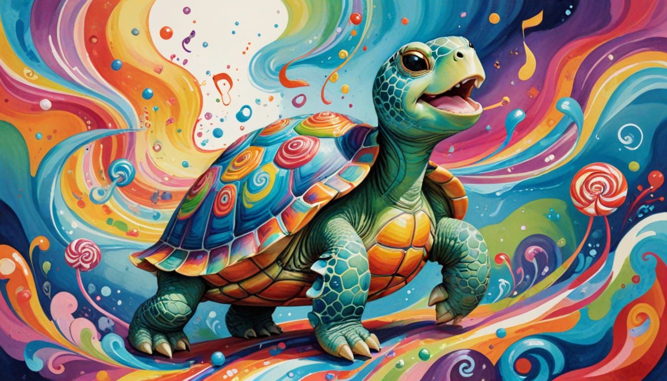 Turtle Singing in a Band: Candyland Gouache