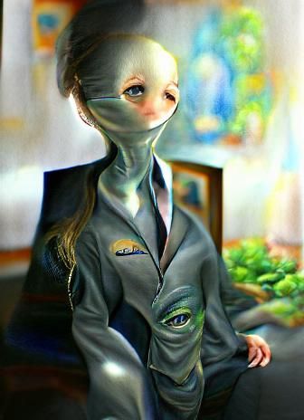 Alien in Business Suit: Oil Painting Portrait