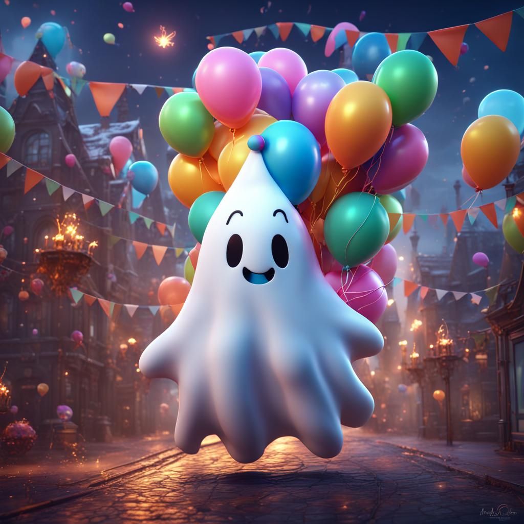 Cute Ghost Celebrates New Year in Detailed Matte Painting