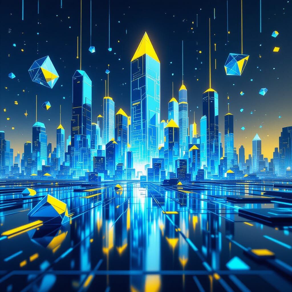 Glowing Crystal Cityscape: Futuristic Concept Art