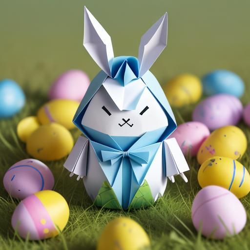 Origami Easter Robot Bunny with Candy