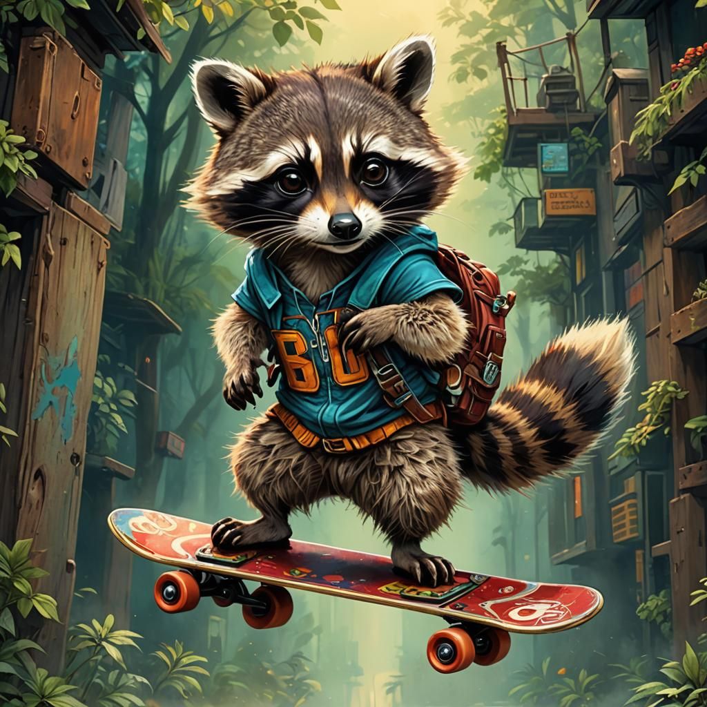 Cute Mr. Skater Raccoon.
