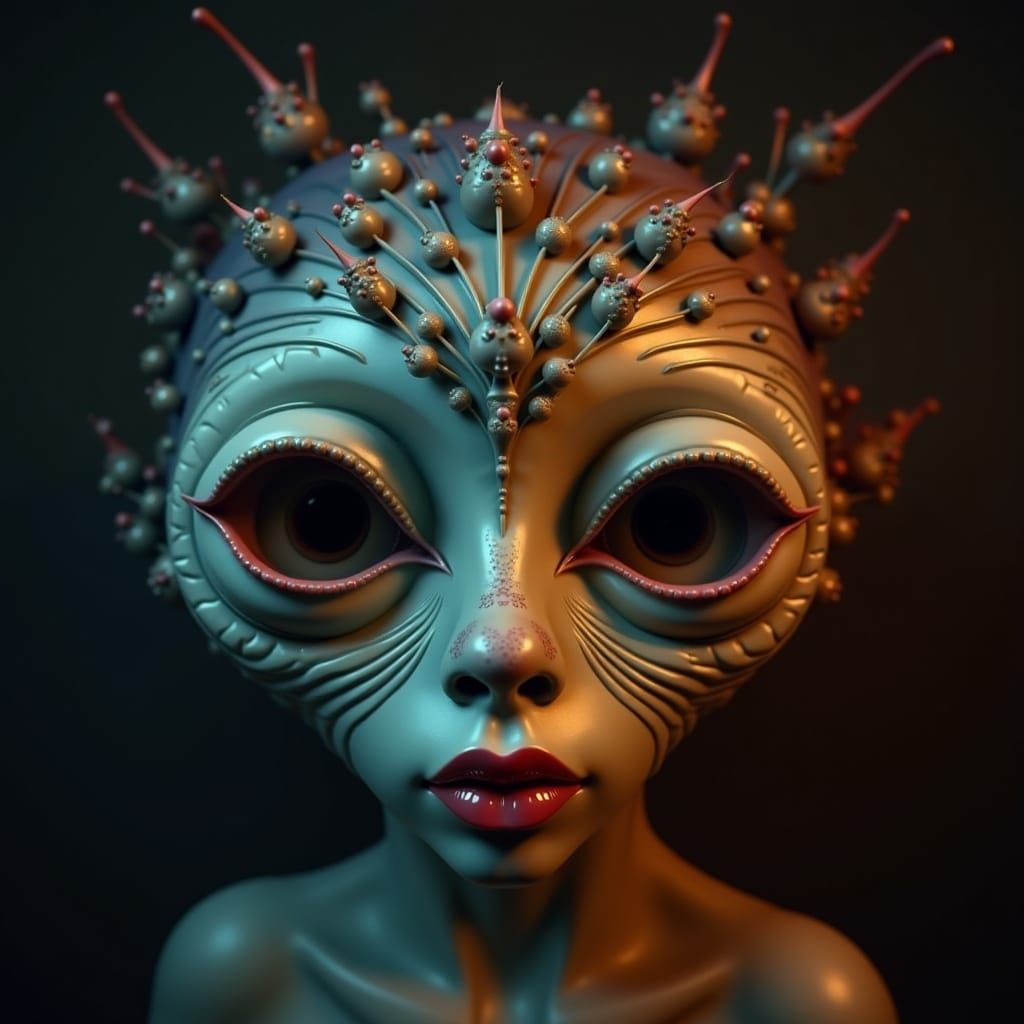 Bosch-Inspired Art Deco Scene with Vibrant Colors