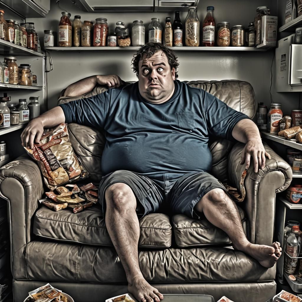 Dystopian Fridge Disaster: Hyperrealistic Male Form Contempl...