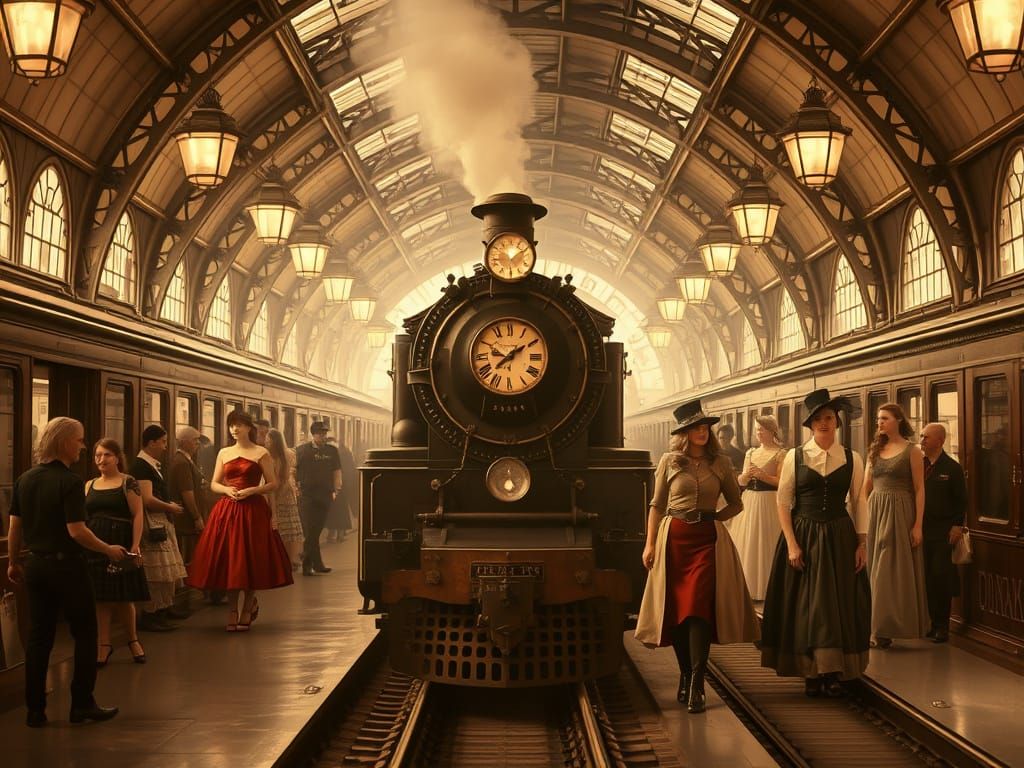 Steampunk train-station