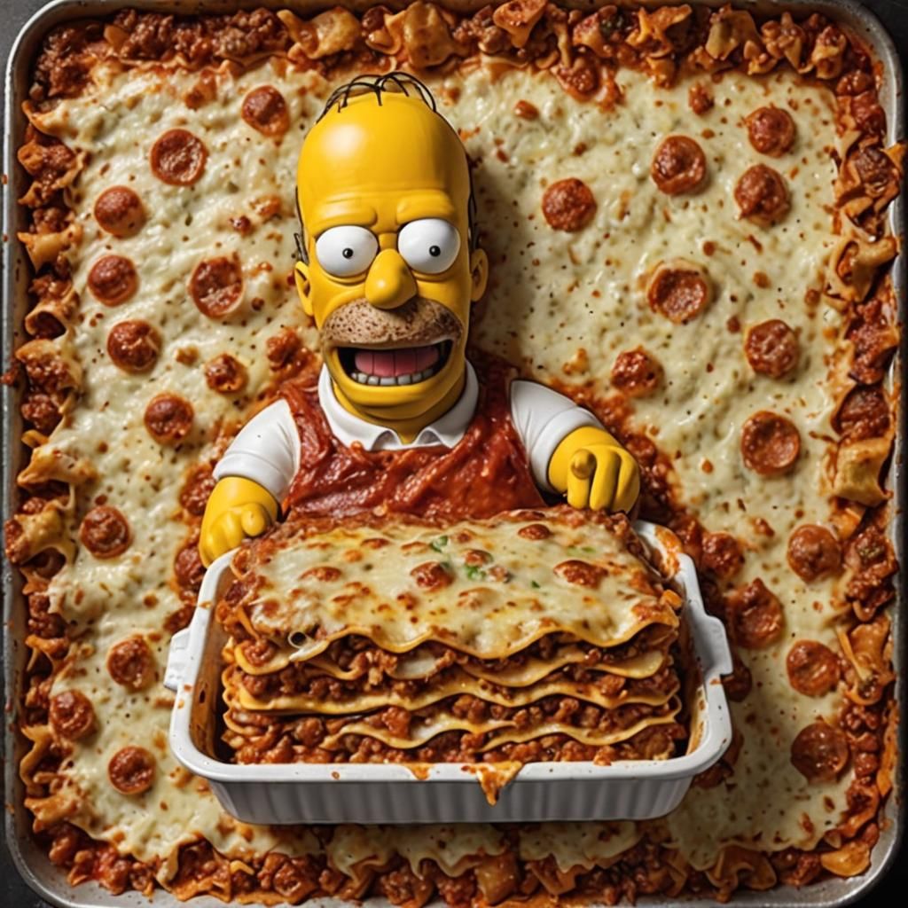 Homer Simpson as Realistic Lasagna
