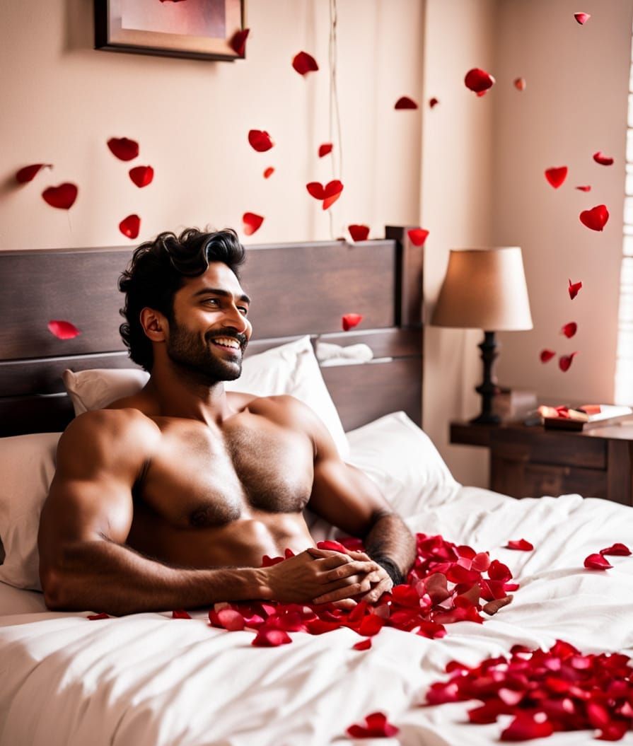 Sensual Indian Lover Surrounded by Valentine's Day Romance