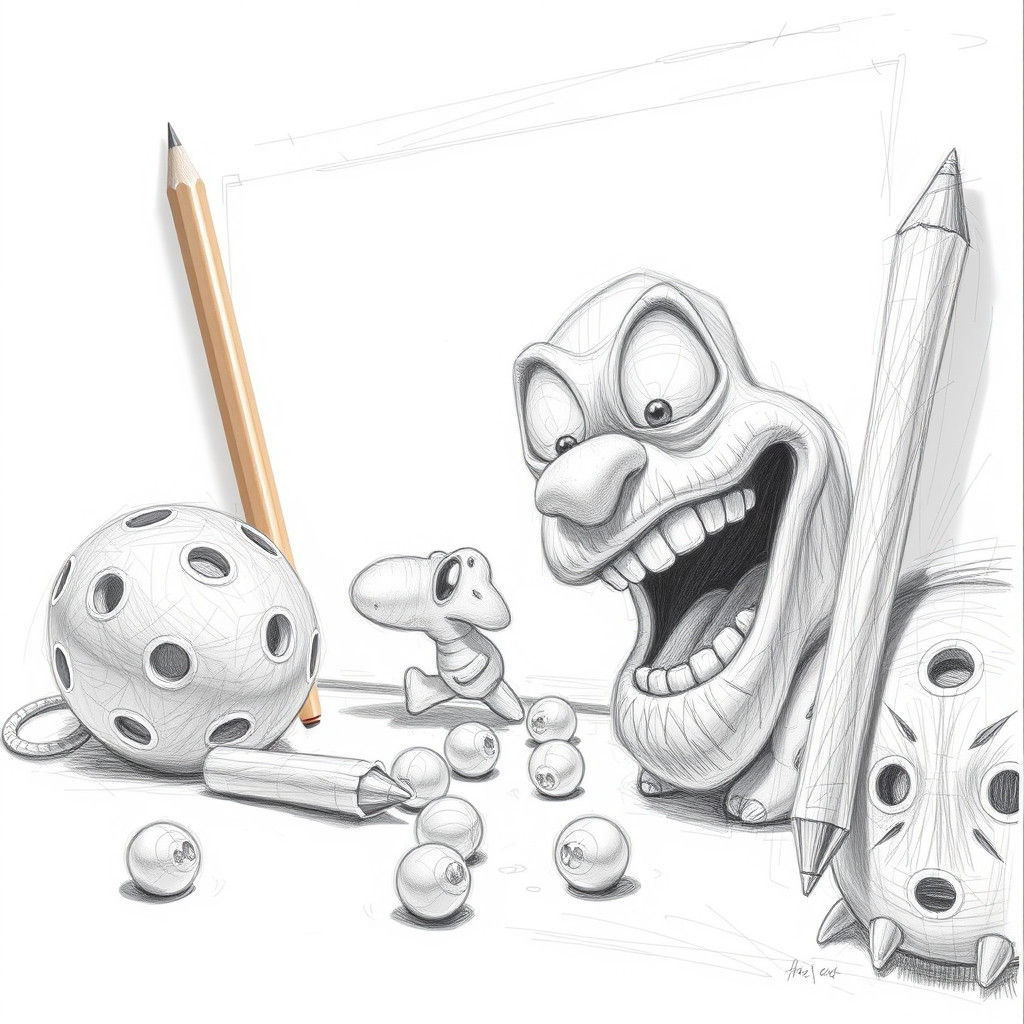 Expansive Pencil Sketch with Pointillism