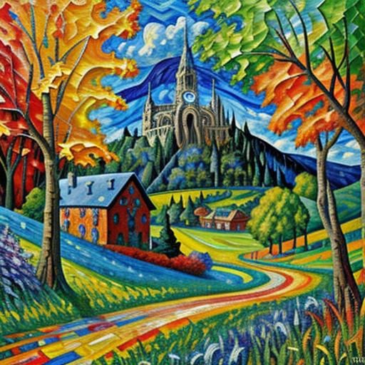 Lord of the Rings in Neo-Impressionist Mosaic Style