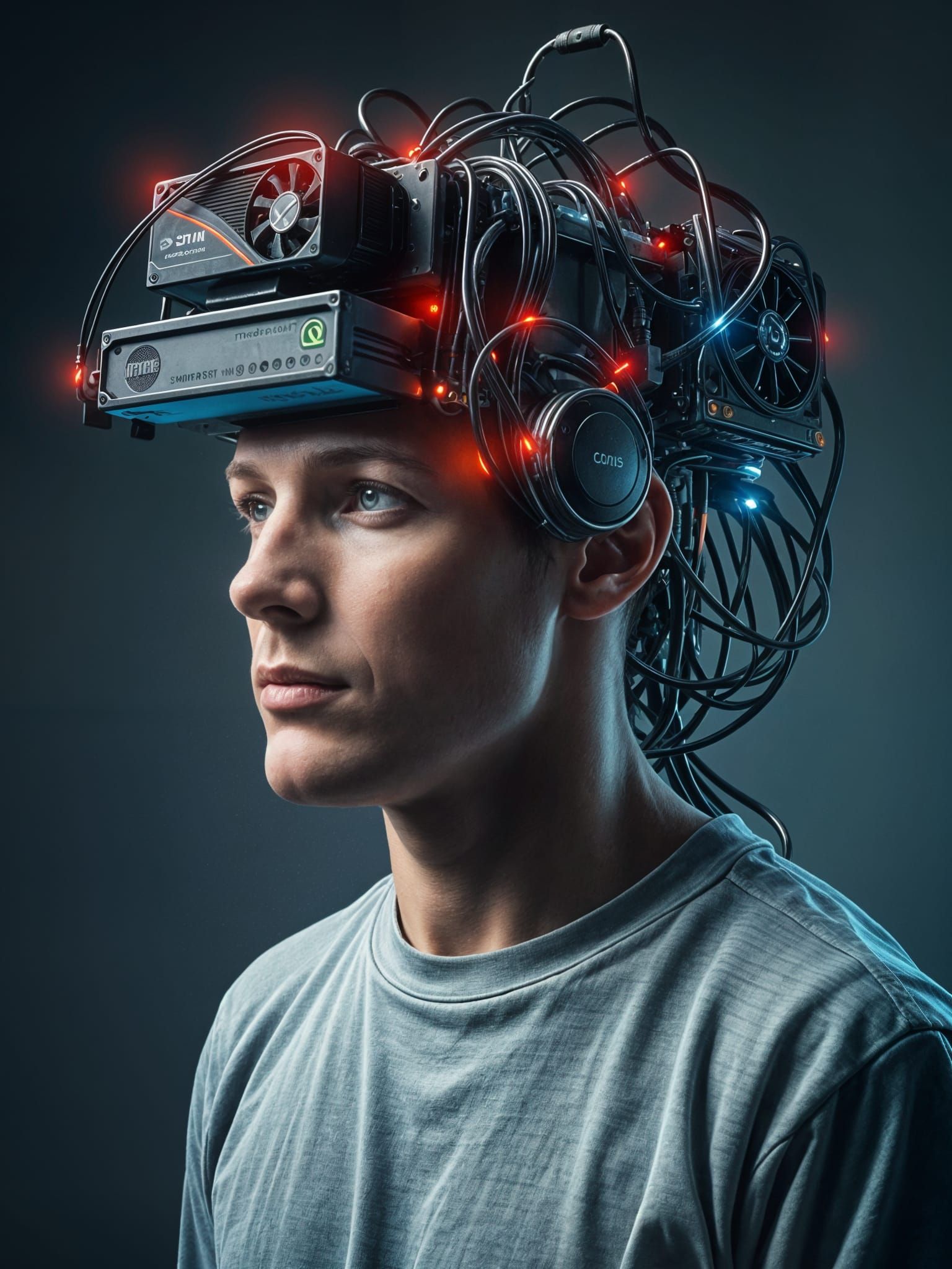 Surreal Crypto Mining Farm Head: Digital Art