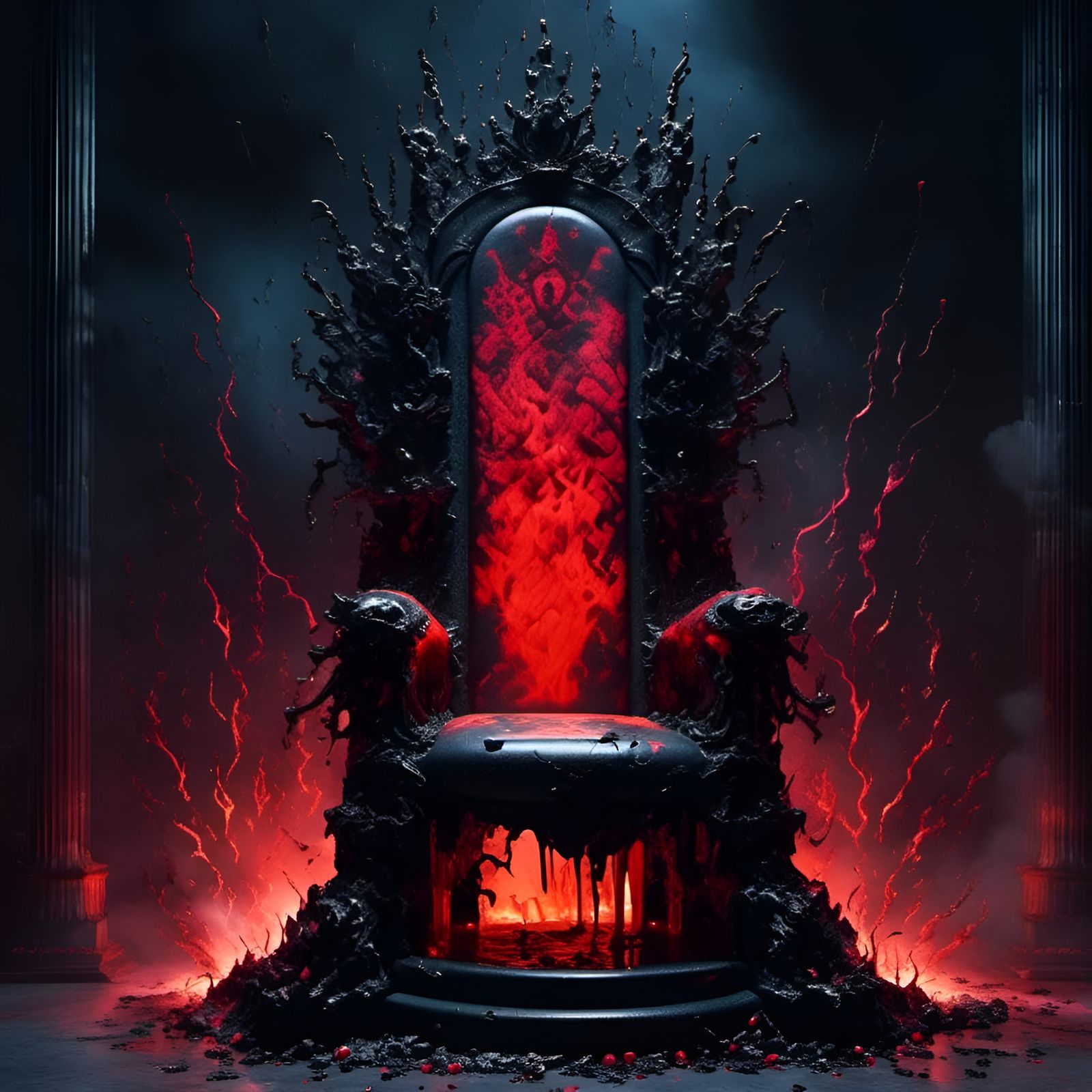 Obsidian Throne with Glowing Cracks: A Dark Fantasy