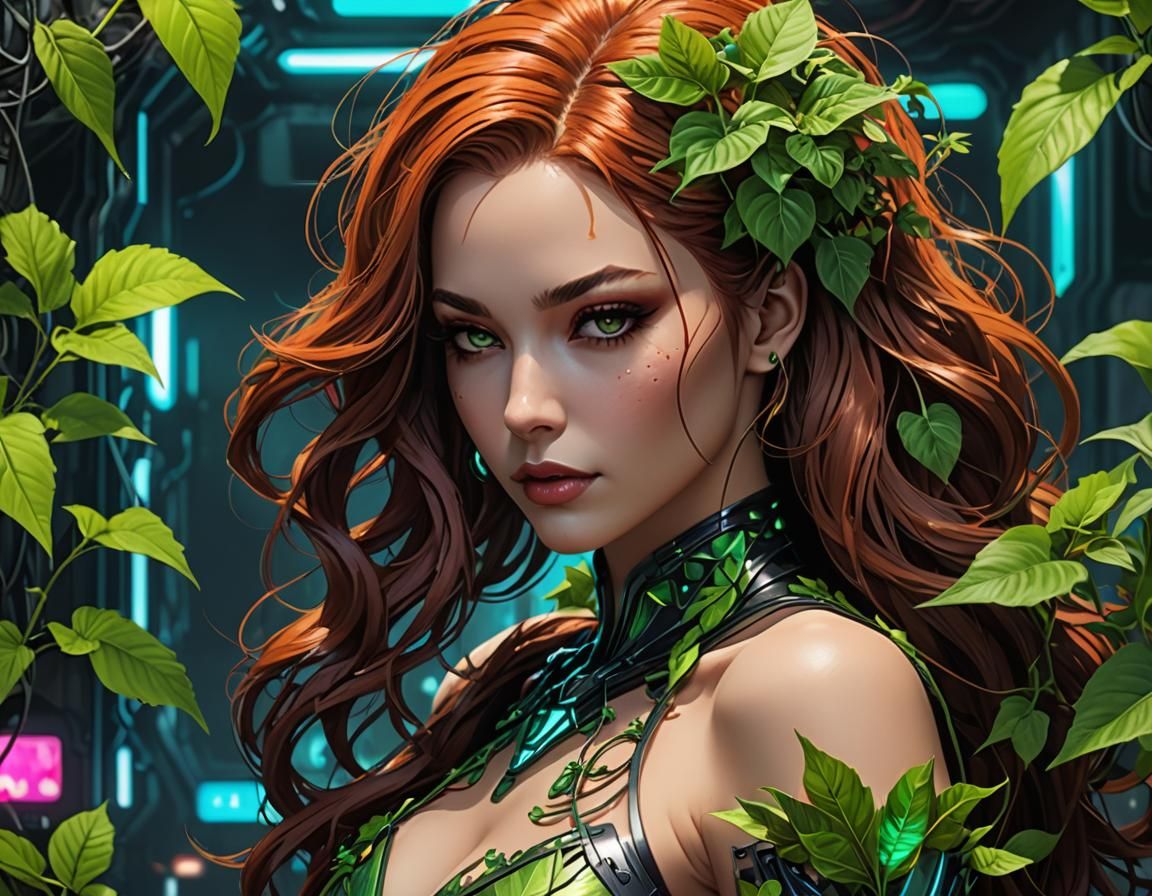 Cyberpunk Poison Ivy with Plant Vines