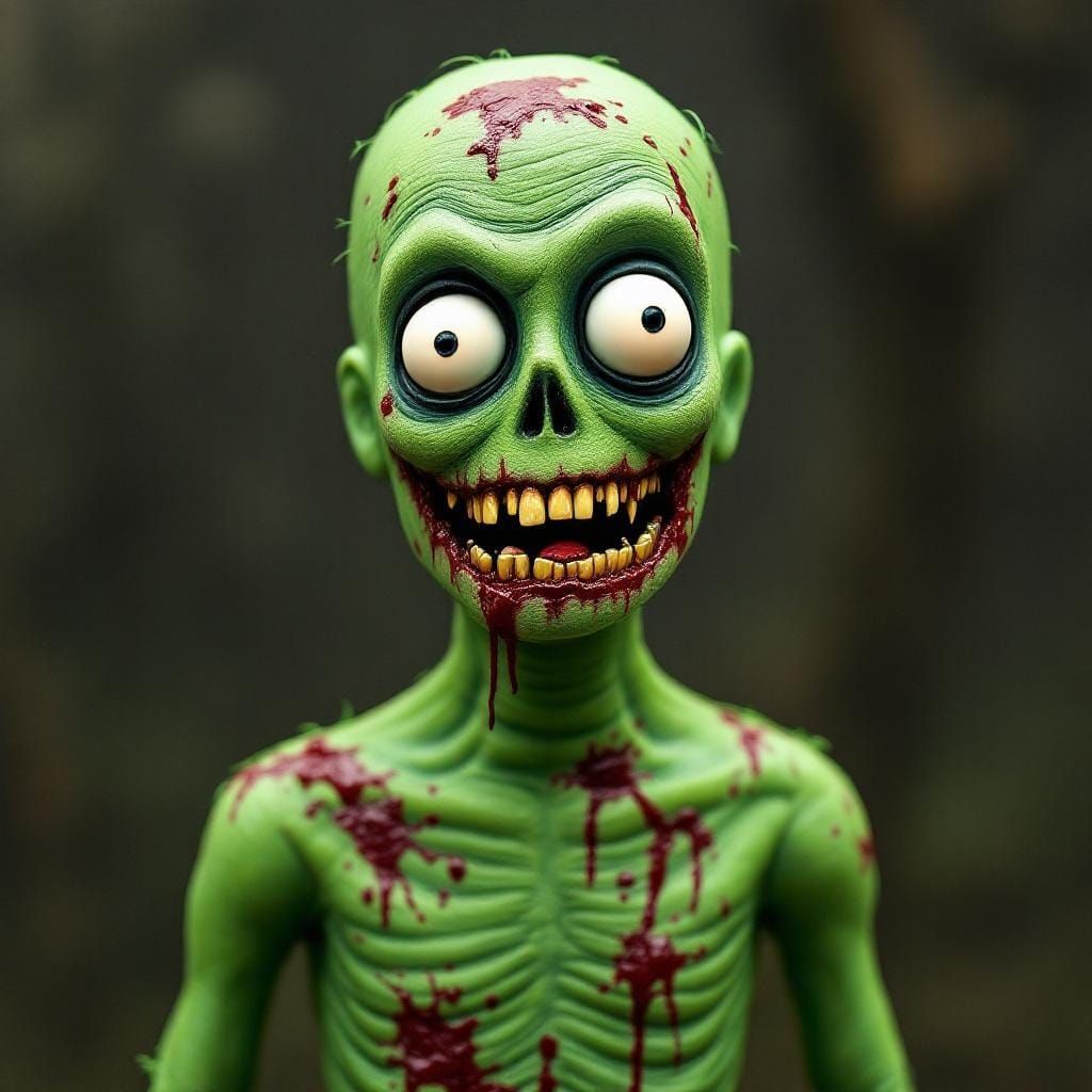 The iconic Gumby figure as a zombie, realistic