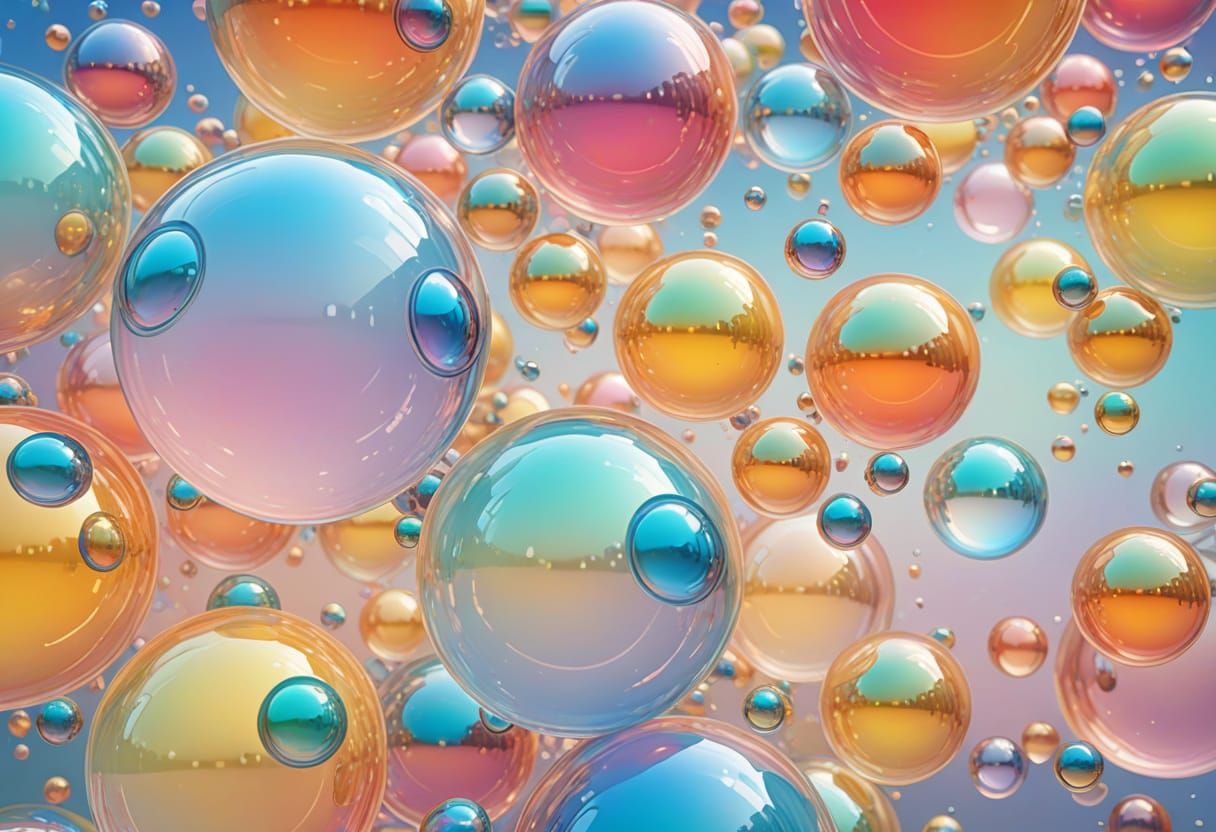 Iridescent Spheres in Abstract Expressionism Style