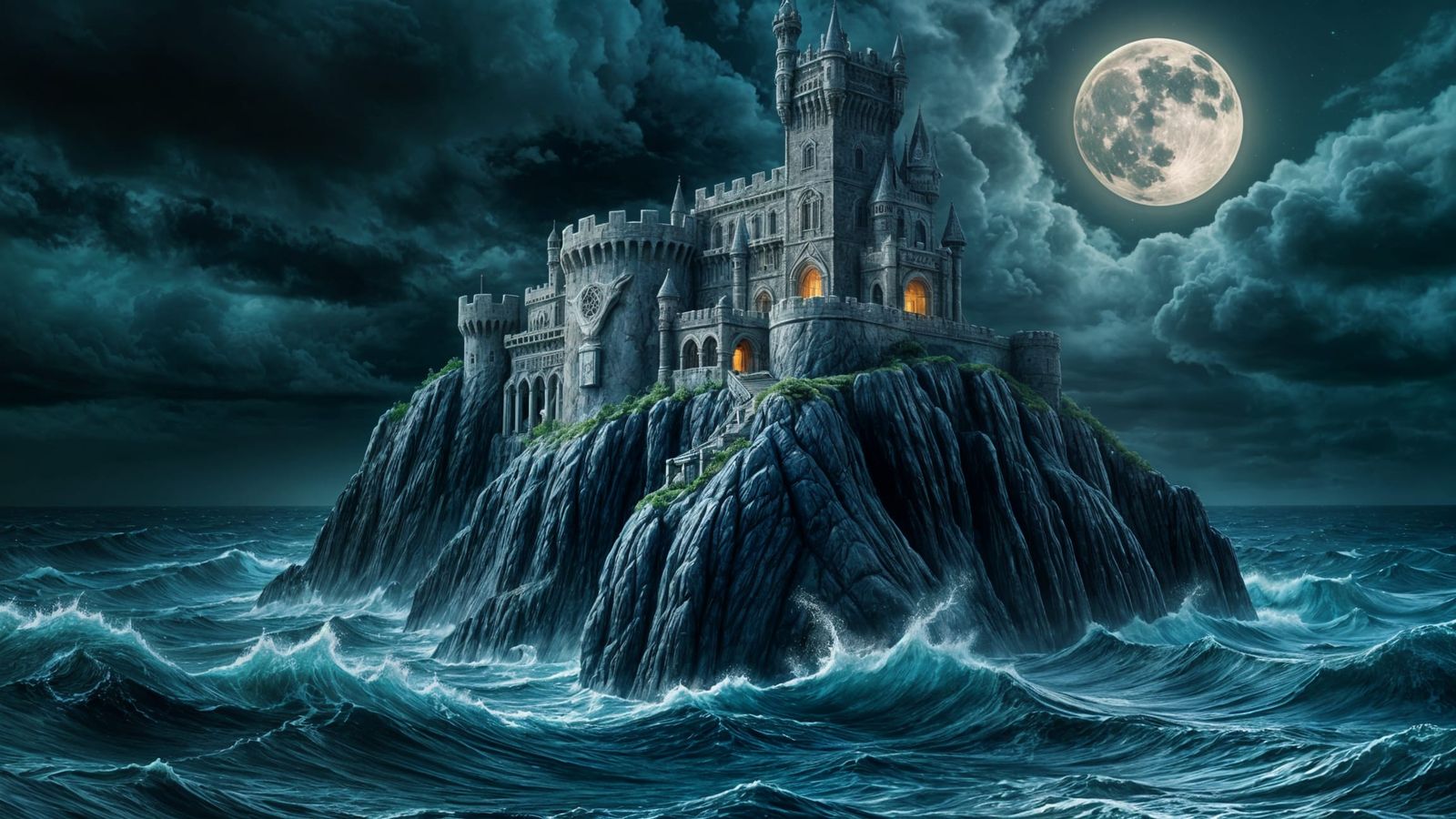 Surreal Landscape with Impossible Perspectives in Dark Fanta...