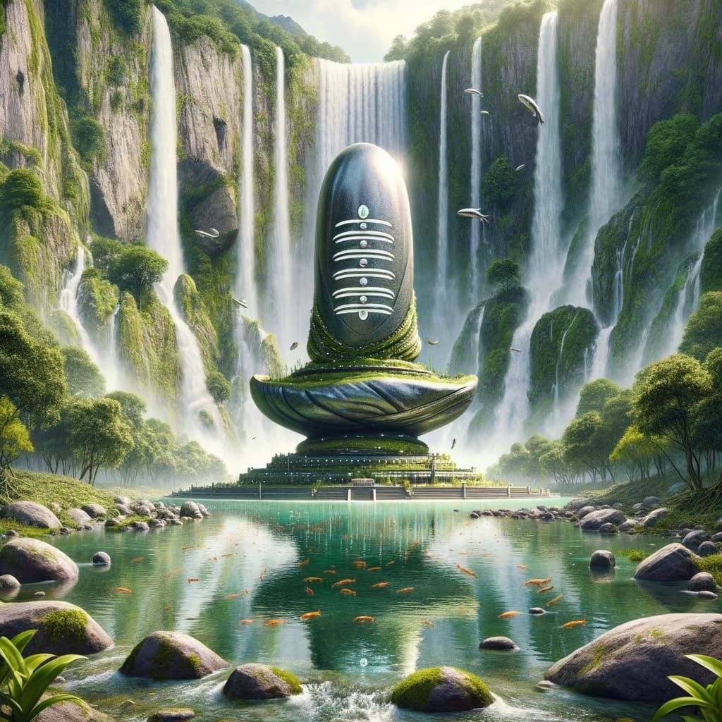 Shimmering Shiva Lingam Amidst Alien Paradise