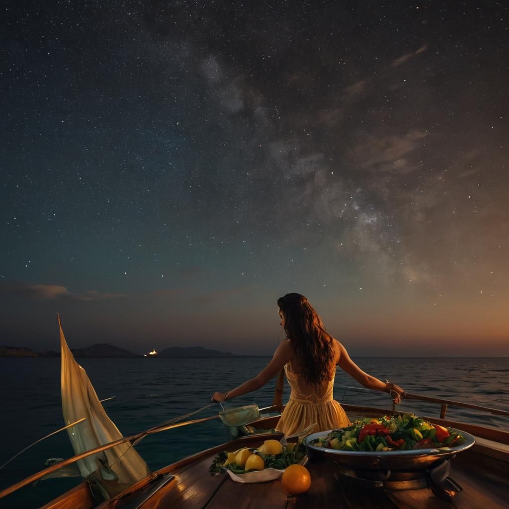 Magical Midnight Ferry to Rhodes: Vibrant Oil Painting