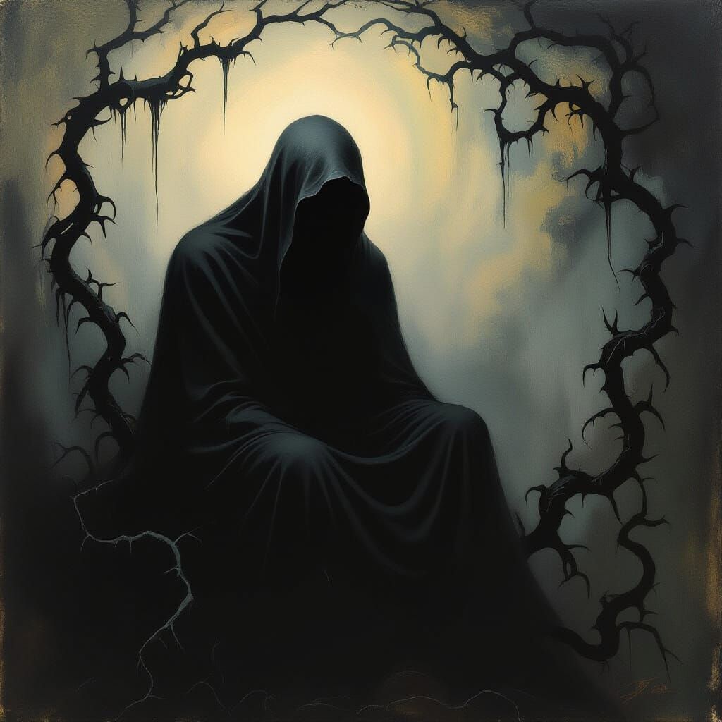 Ominous Shadow Figure in Expressionist Style