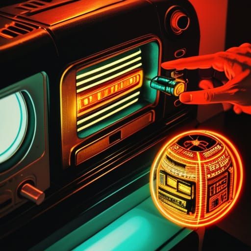 Retro-Futuristic Toaster Cassette Player, Macro Photography