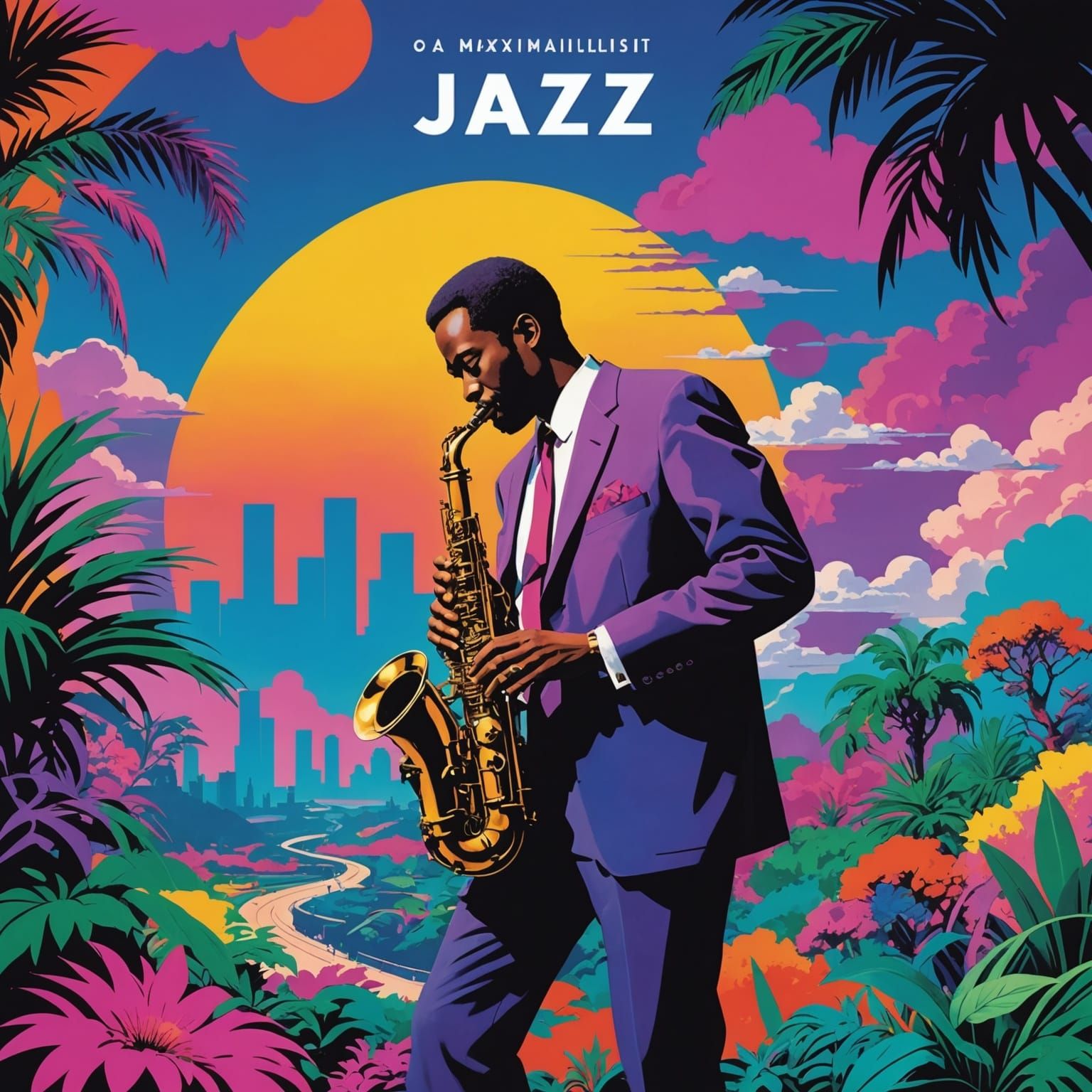 Vaporwave Jazz Album Cover in Ghibli Style