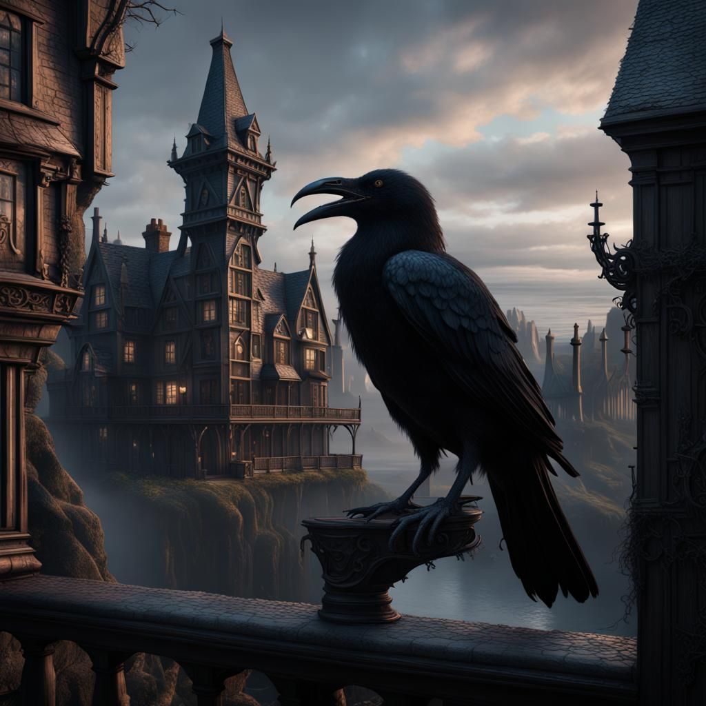 Wednesday Addams at Nevermore: Detailed Matte Painting