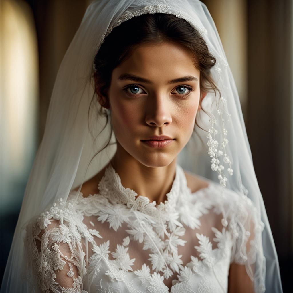 Elegant Bride Portrait in Studio Lighting