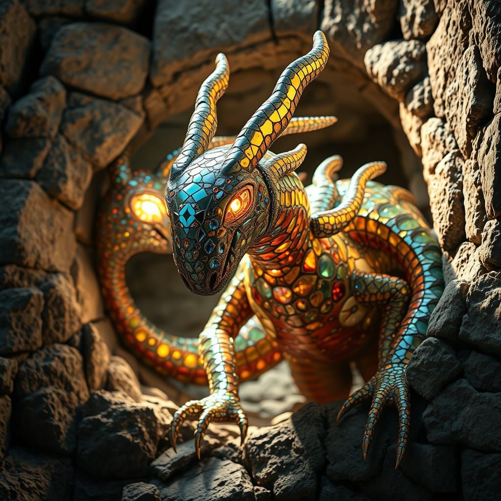 Surreal Mosaic Beasts Emerge from Ancient Ruins