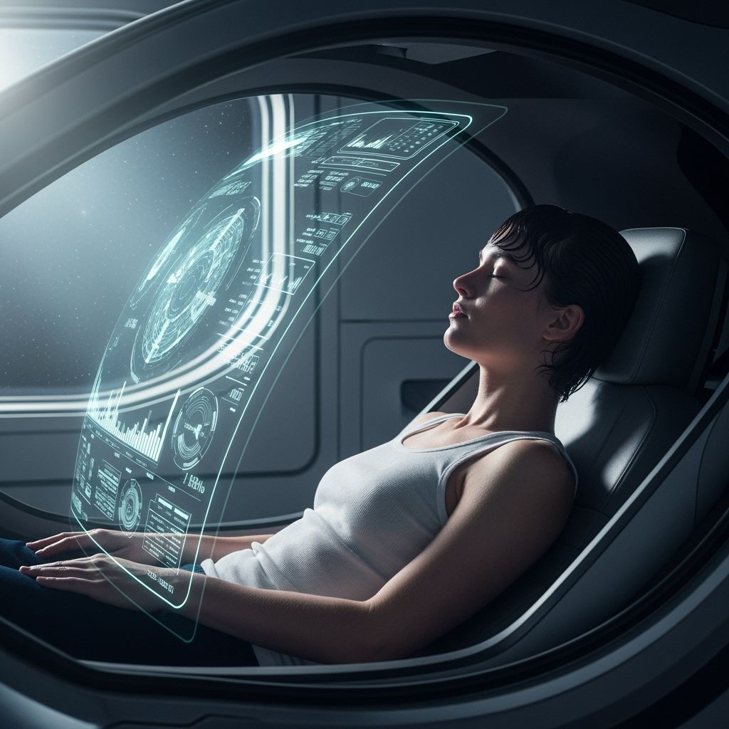 Futuristic Pod Immersion with Holographic Interface