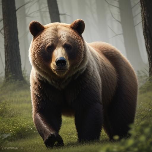 Majestic Bear Sniffing in Morning Sunlight