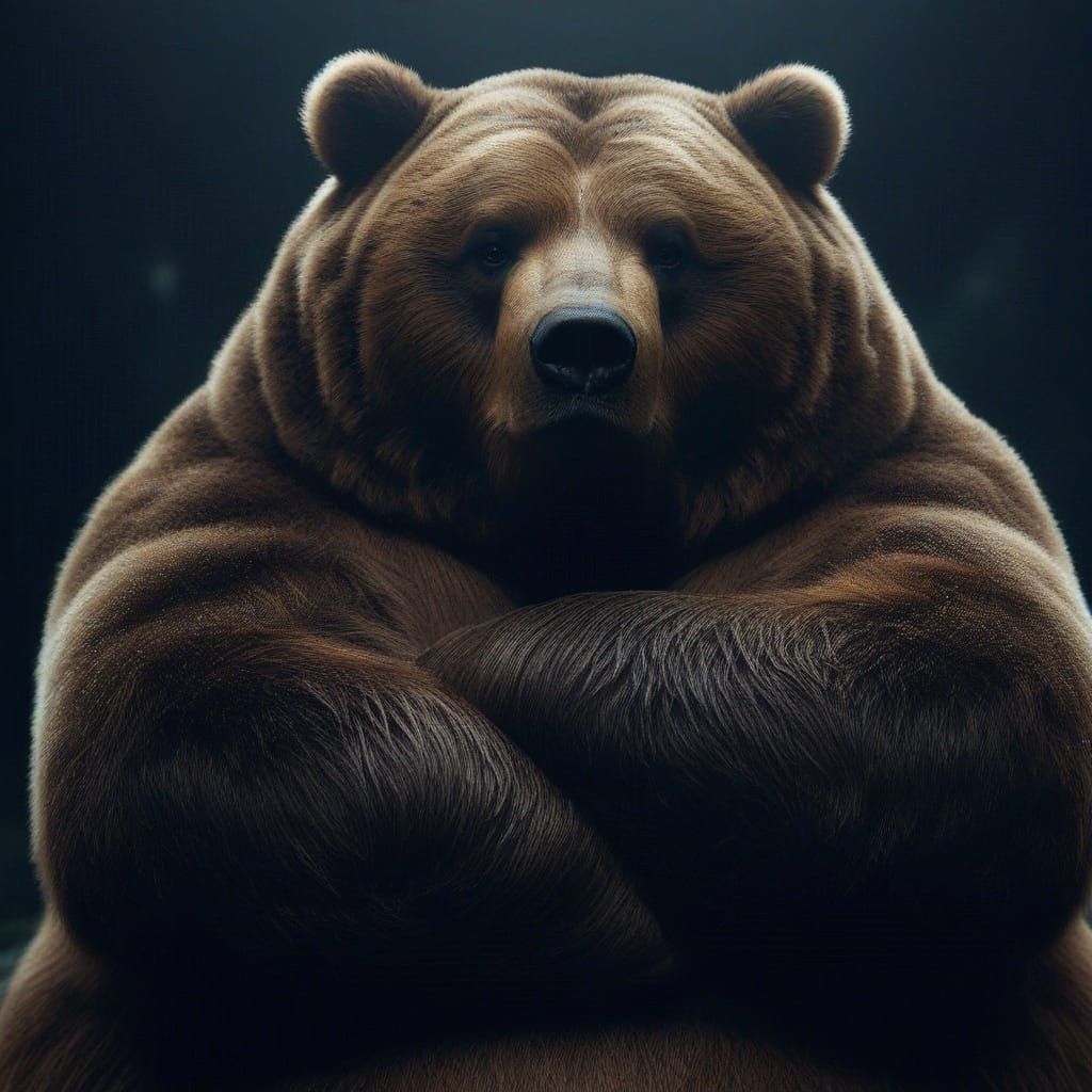 Grumpy Kodiak Bear in Darkened Wilderness