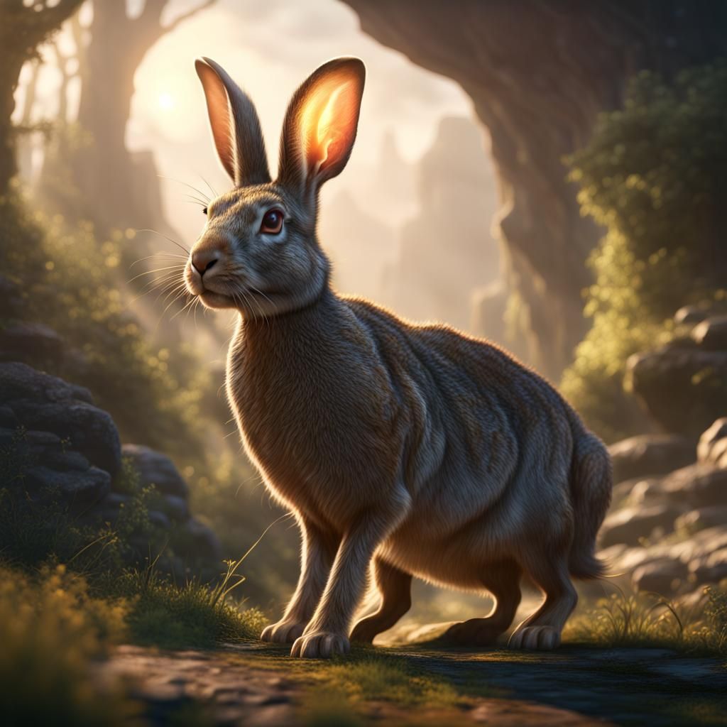 European Wild Rabbit in Detailed Matte Painting