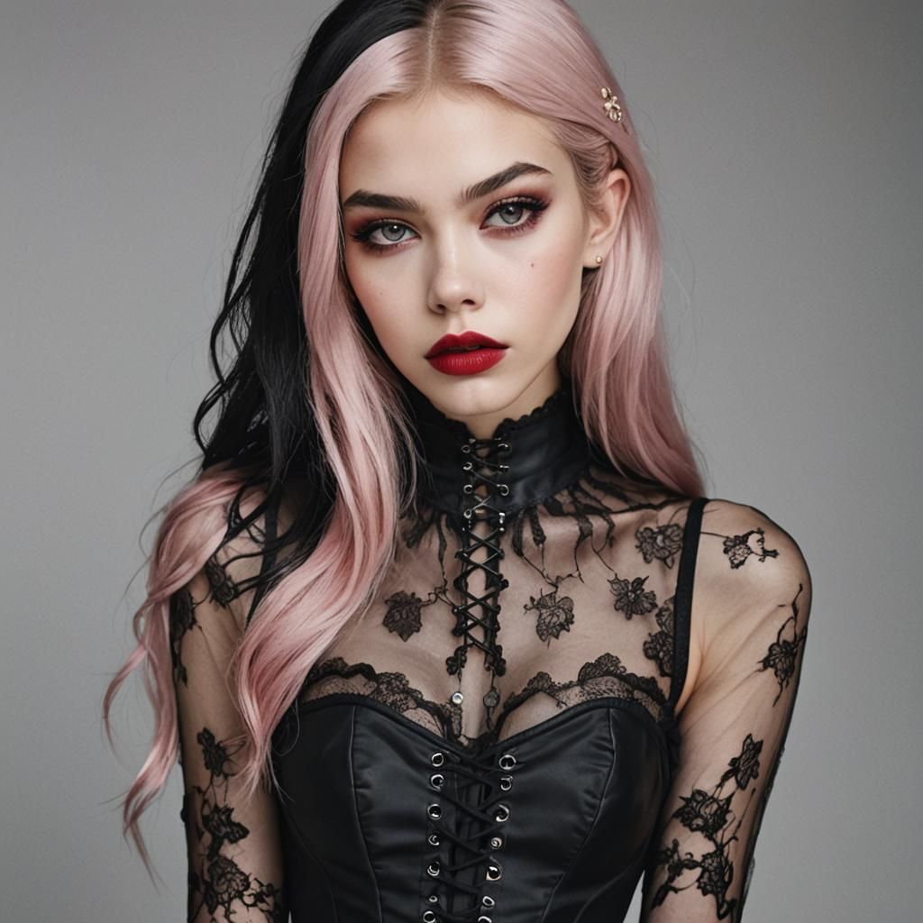 Gothic Woman Portrait in High-Key Studio Lighting