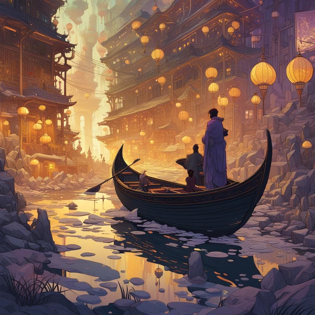 Dark Fantasy Concept Art in Purple and Yellow